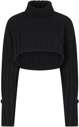 black roll neck crop jumper