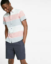 Thumbnail for your product : Express Short Sleeve Multi Stripe Cotton Shirt