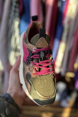 Flower Mountain Yamano 3 Suede and technical fabric sneakers - Army  green/Pink Trainers - ShopStyle