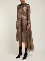 Thumbnail for your product : Petar Petrov Dellar Asymmetric Silk-blend Lame Midi Dress - Womens - Gold Multi