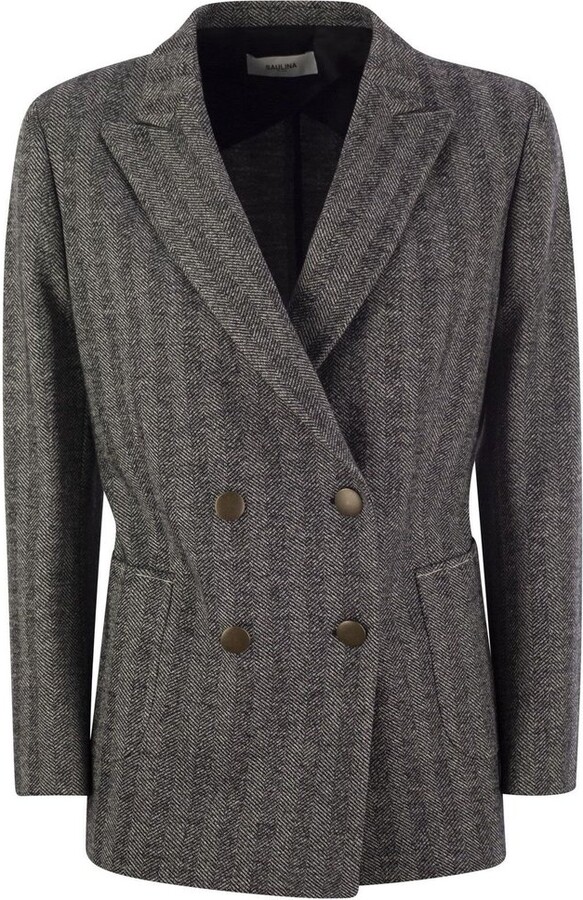 Saulina Herringbone Double Breasted Jacket