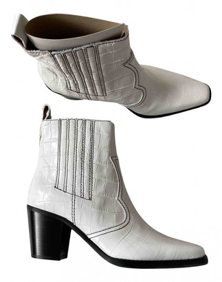 Ganni White Leather Ankle boots - ShopStyle