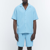 Thumbnail for your product : River Island Mens Light Blue Regular Fit Plisse Revere Shirt