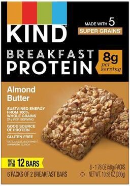 KIND Healthy Snacks KIND Gluten-Free Almond Butter Protein Breakfast Bar 0.88 oz. 6 Bars/Box (41935) PHW41935