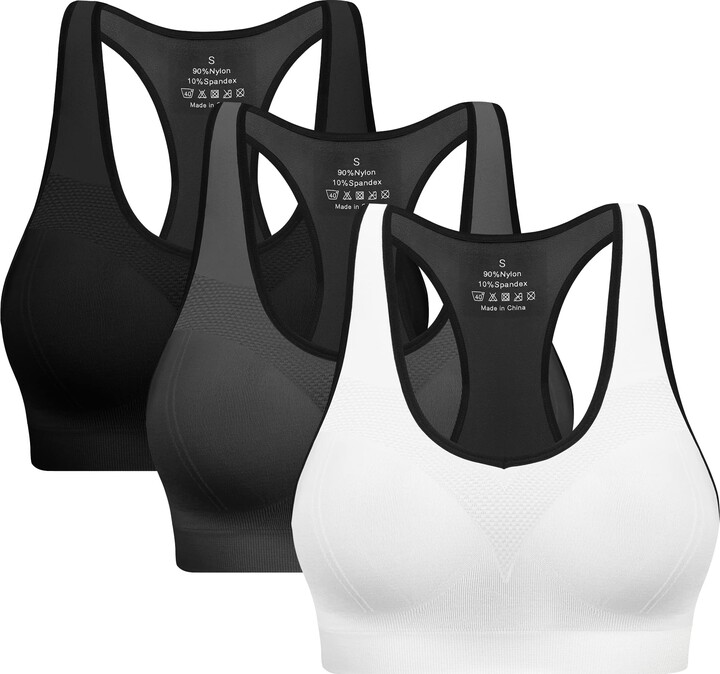 New Balance Running Pace 3.0 medium support sports bra in white - ShopStyle