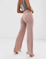 Thumbnail for your product : ASOS DESIGN slinky wide leg trouser with self covered belt