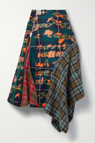 Thumbnail for your product : Rave Review Miami Convertible Asymmetric Patchwork Checked Wool Skirt - Black