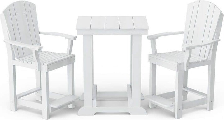 Wildridge Heritage 3-Piece White HDPE Plastic Outdoor Patio Counter Set
