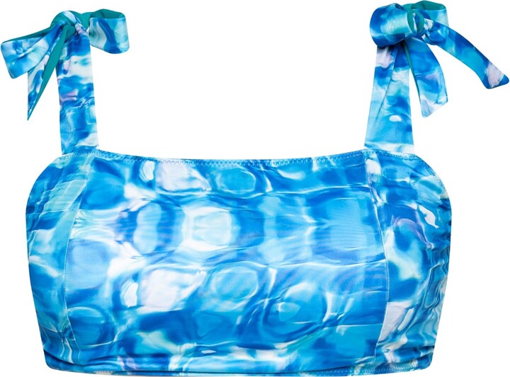 Bukawaswim Women's Blue Antibes Sirène Pool Tile Shoulder Tie Bikini