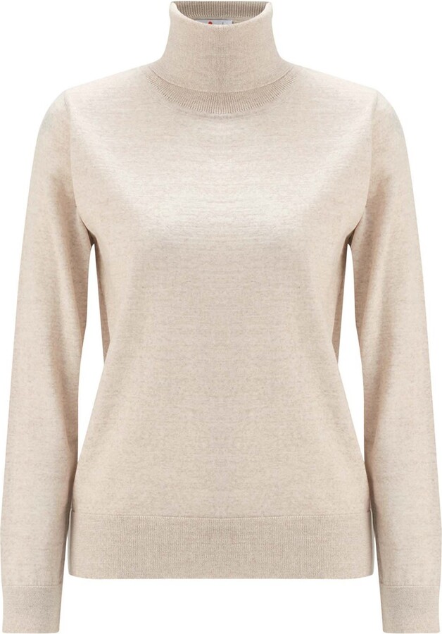 Peraluna Neutrals Valeria Fine Turtleneck Pullover - Ecru Melange