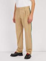 Thumbnail for your product : Calvin Klein Velvet Side Stripe Cotton Twill Trousers - Mens - Beige