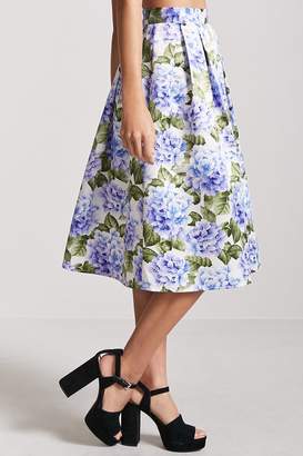 Forever 21 Floral Pleated Midi Skirt