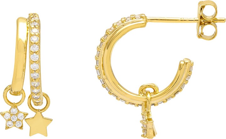 Estella Bartlett Duo Pavé Star Hoop Earrings