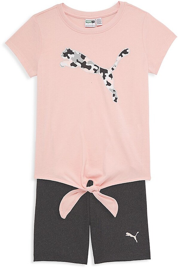 Puma Little Girl's 2-Piece Logo Jersey T-Shirt & Biker Shorts Set -  ShopStyle