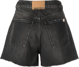 Semi-Couture Frayed-Edge Denim Shorts