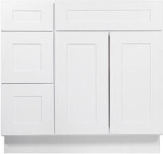 HomLux Bases-Drawers Left 36" × 21" × 34.5"Camlock Easy to Assemble Vanity Cabinet