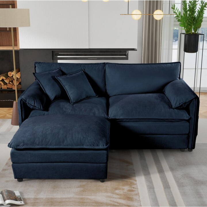 Streamdale Furniture Streamdale Deep Seat Chenille Sectional Sofa with Ottoman