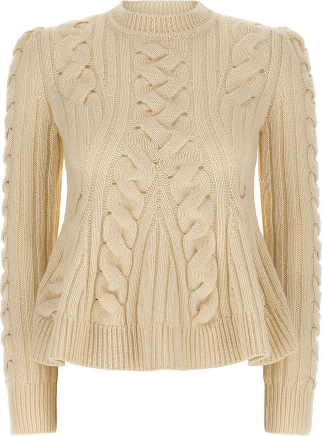 Alexander McQueen Peplum Cable-Knit Jumper