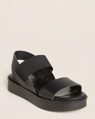 LILIMILL Black Platform Leather Sandals