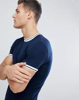 Thumbnail for your product : ASOS DESIGN muscle fit t-shirt with tipped neck in blue