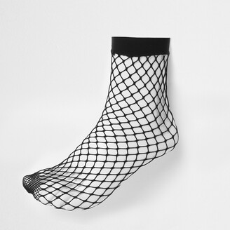 River Island Womens Black wide fishnet ankle socks
