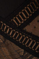Thumbnail for your product : Elie Saab Paneled Georgette, Lace And Point D'esprit Gown - Black