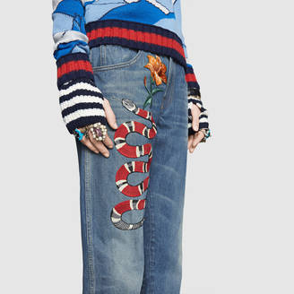 Gucci Embroidered denim pant
