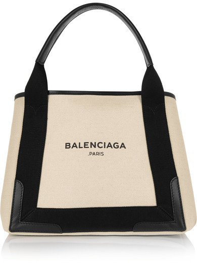 Balenciaga Cabas Leather-trimmed Canvas Tote - Beige - ShopStyle