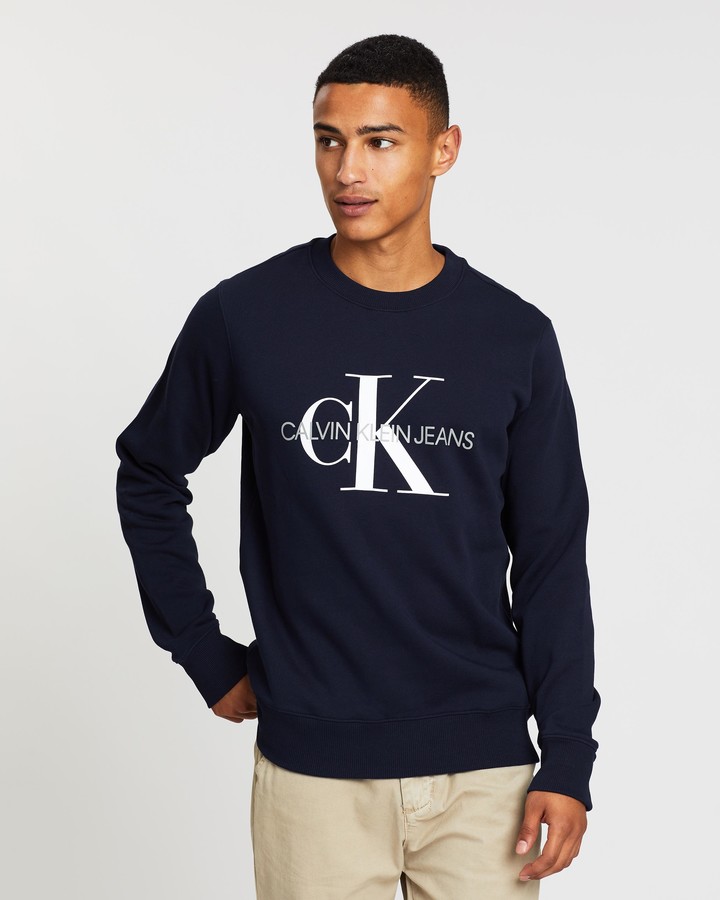 Calvin Klein Jeans Men's Blue Sweats - Core Monogram Logo Sweat - Size L at  The Iconic - ShopStyle Jumpers & Hoodies