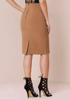 Thumbnail for your product : Missy Empire Danica Camel High Waisted Midi Skirt