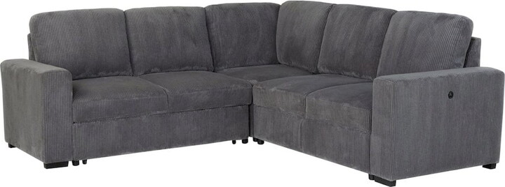 Global Furniture USA U2660 Gray Fabric Sectional FW/O Chaise and W/ Pullout