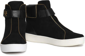 DKNY Leather And Suede High-top Sneakers