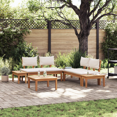 Garden Bench Set 3 Pcs Brown And Cream 2-Seater Small
