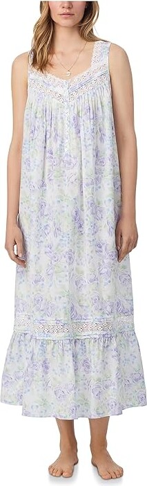 Eileen West Cotton Woven Lawn Sleeveless Eileen Ballet Nightgown Women's Clothing Watercolor Floral : SM