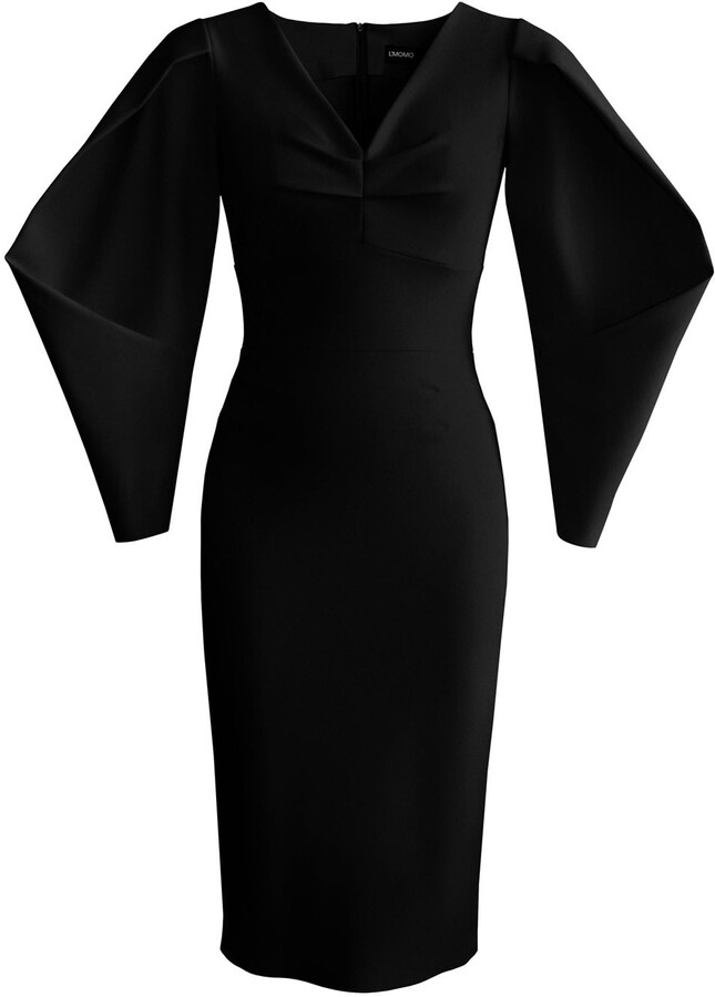 L'MOMO Box Pleated Sleeve Dress In Black ShopStyle