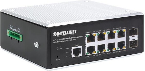 Intellinet Network Solutions Intellinet Industrial 8-Port Gigabit Ethernet PoE+ Layer 2+ Web-Managed Switch with 2 SFP Ports, IEEE 802.3at/af PoE Compliant, PoE Power Budget up...