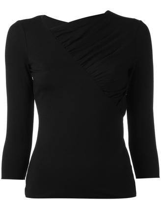 Armani Collezioni pleated trim blouse - women - Spandex/Elastane/Viscose - 48