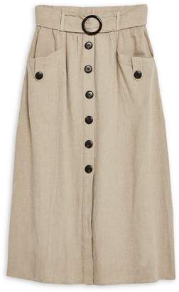 Topshop Belted Button Midi Skirt