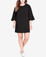 Thumbnail for your product : City Chic Trendy Plus Size Bell-Sleeve Shift Dress