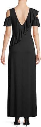 Rachel Pally Amelia Open-Shoulder Ruffle Jersey Maxi Dress