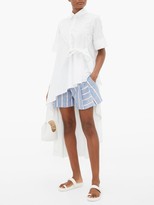 Thumbnail for your product : Palmer Harding Dana Embroidered-stripe Pleated Poplin Shorts - Blue Multi