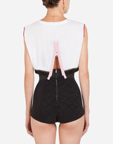 Thumbnail for your product : Dolce & Gabbana Crop Top With Branded Elastic And Patch Embellishment