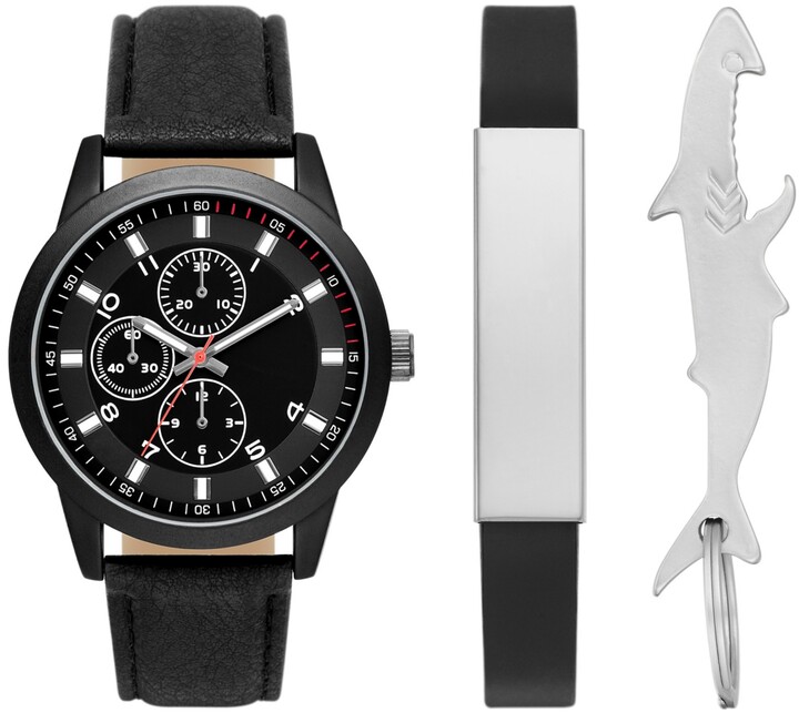 Folio Men's Black Stainless Steel Bracelet Watch, 44mm Gift Set ShopStyle