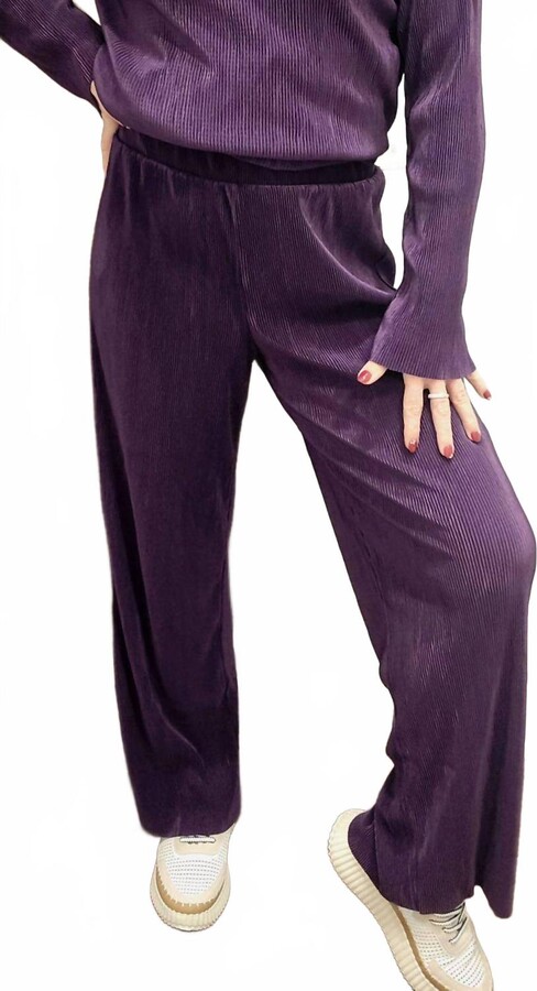 Cyrus Women's Moon Mini Pleat Pants In Mulberry