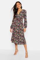 Thumbnail for your product : boohoo Tall Ditsy Floral Print Wrap Midi Dress