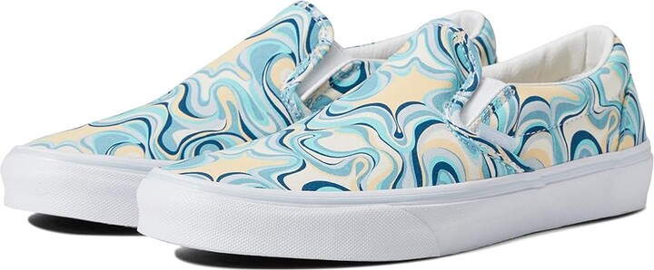 Vans Classic Slip-On (Swirl Turquoise) Skate Shoes - ShopStyle
