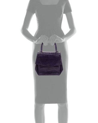 Nancy Gonzalez Crocodile Medium Structured Top-Handle Bag, Purple Shiny