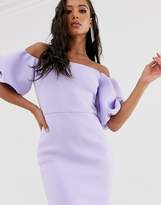 Thumbnail for your product : True Violet Black Label puff sleeve peplum maxi dress in lilac