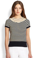 Thumbnail for your product : Tory Burch Daisy Embellished Striped Sweater