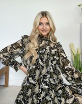 Thumbnail for your product : Object mini smock dress with shirred neck in paisley print